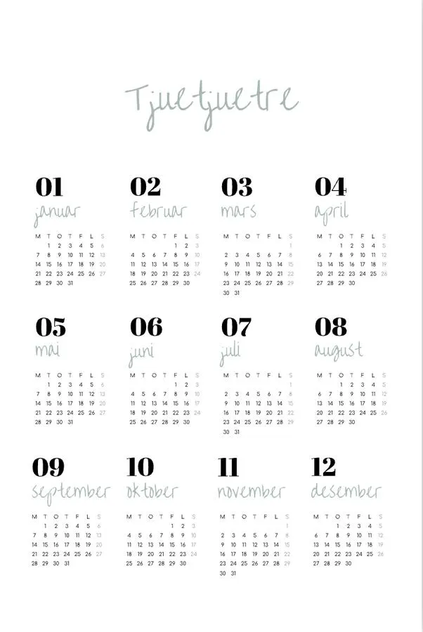 Plakatkalender | Liten (A4) | Enkel mint