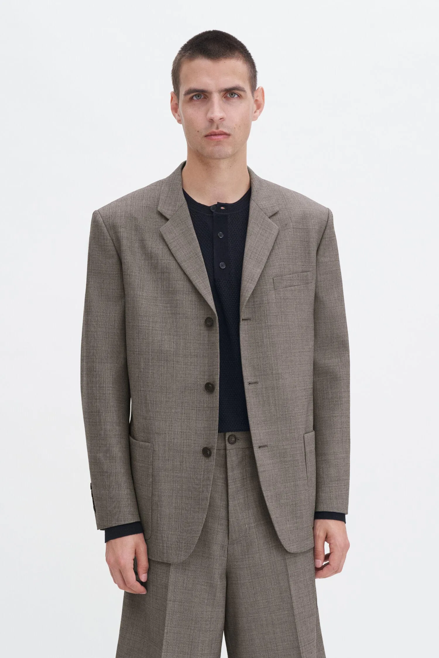 Wool Blend Patch Pocket Blazer