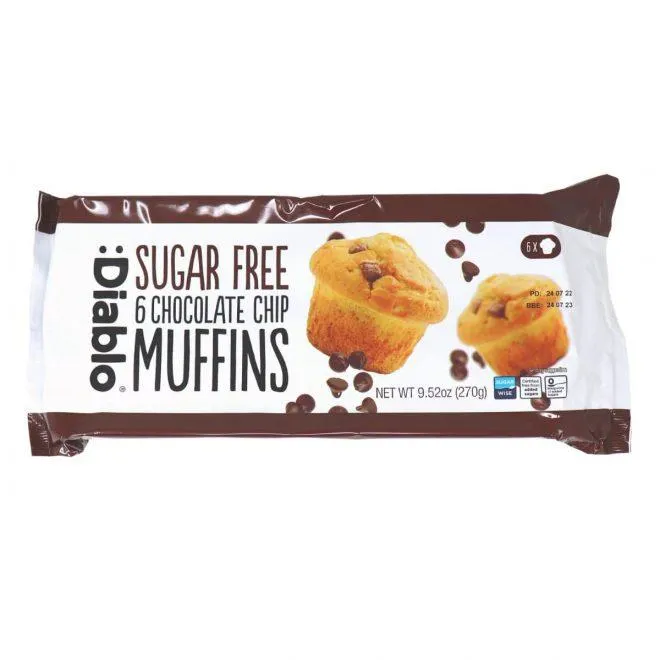 Diablo sukkerfri chocolate chip muffins 6 stk 270 g