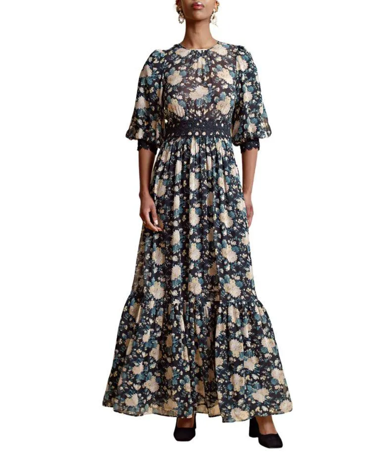 Georgette Lace Dress – Blå