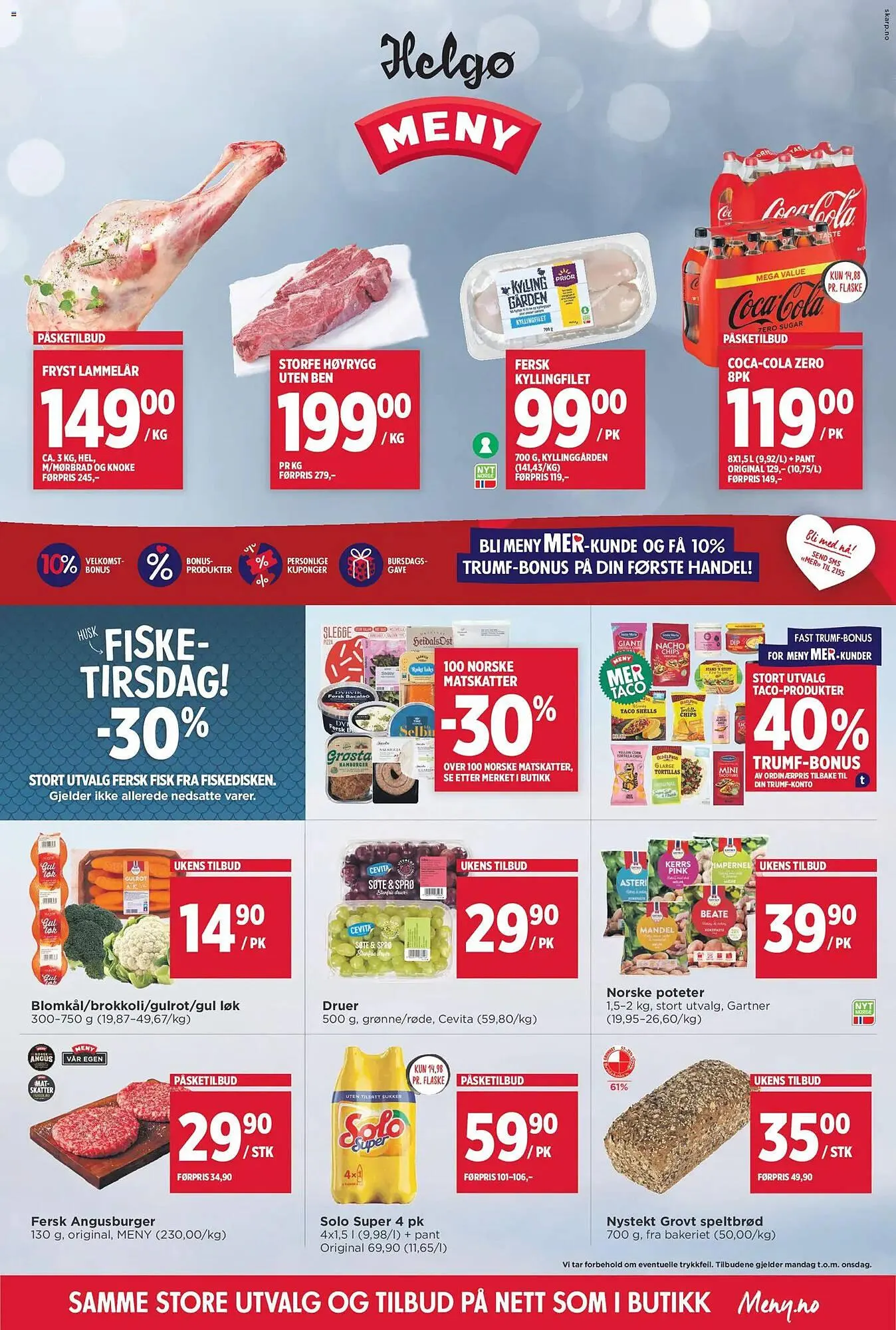 Meny kundeavis fra 16. mars til 21. mars 2026 - kundeavisside 1