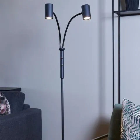 Noor II gulvlampe 2 lys Sort