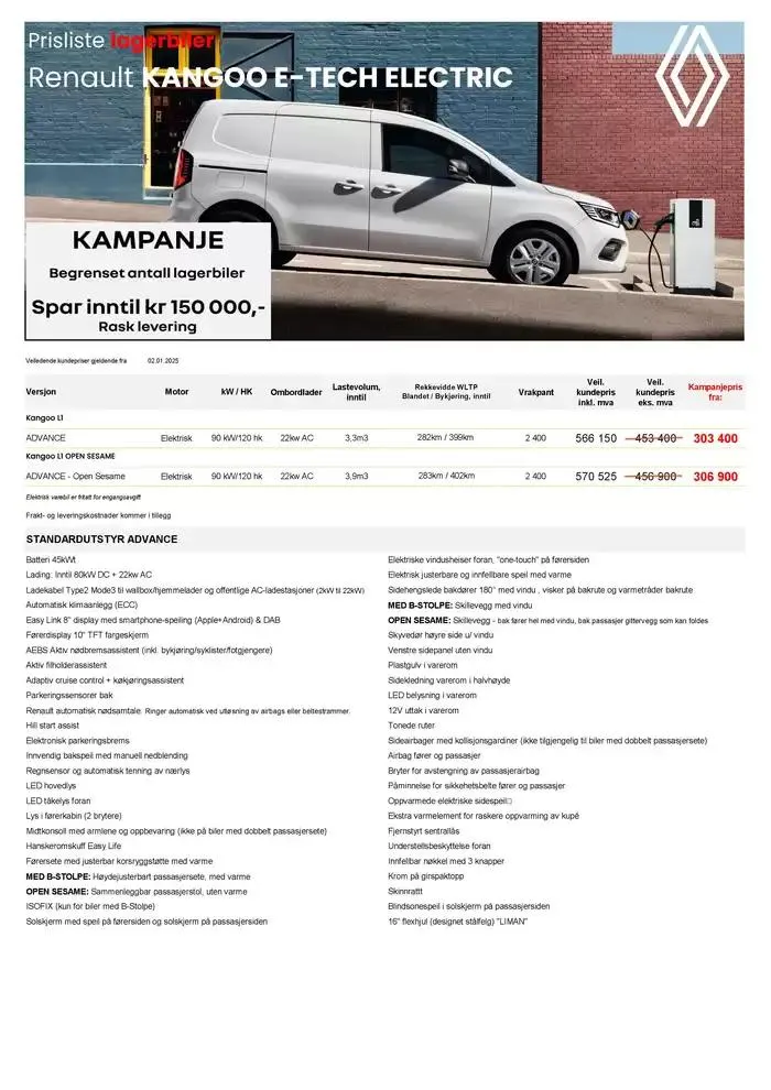 Kangoo E-Tech electric fra 8. januar til 15. januar 2025 - kundeavisside 1
