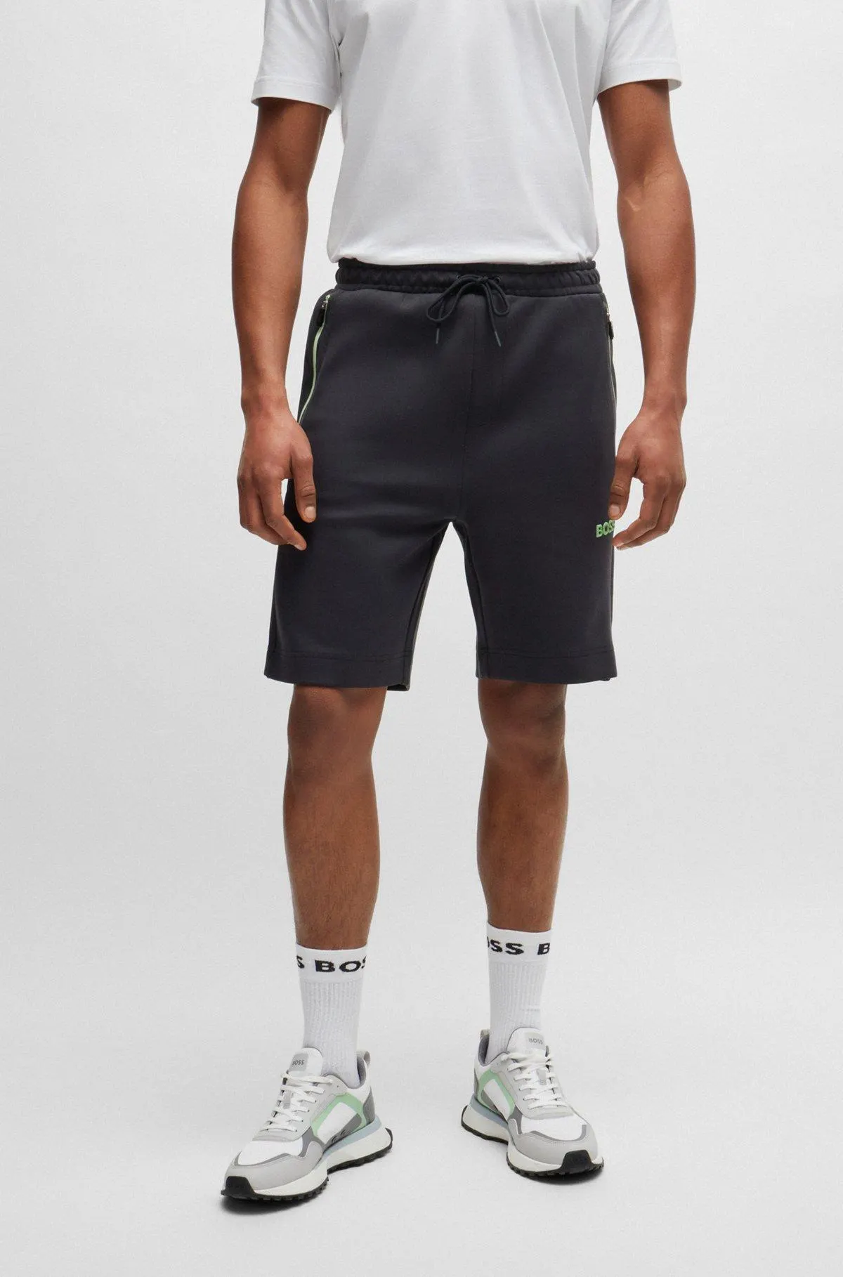 Cotton-blend shorts with 3D-moulded logo