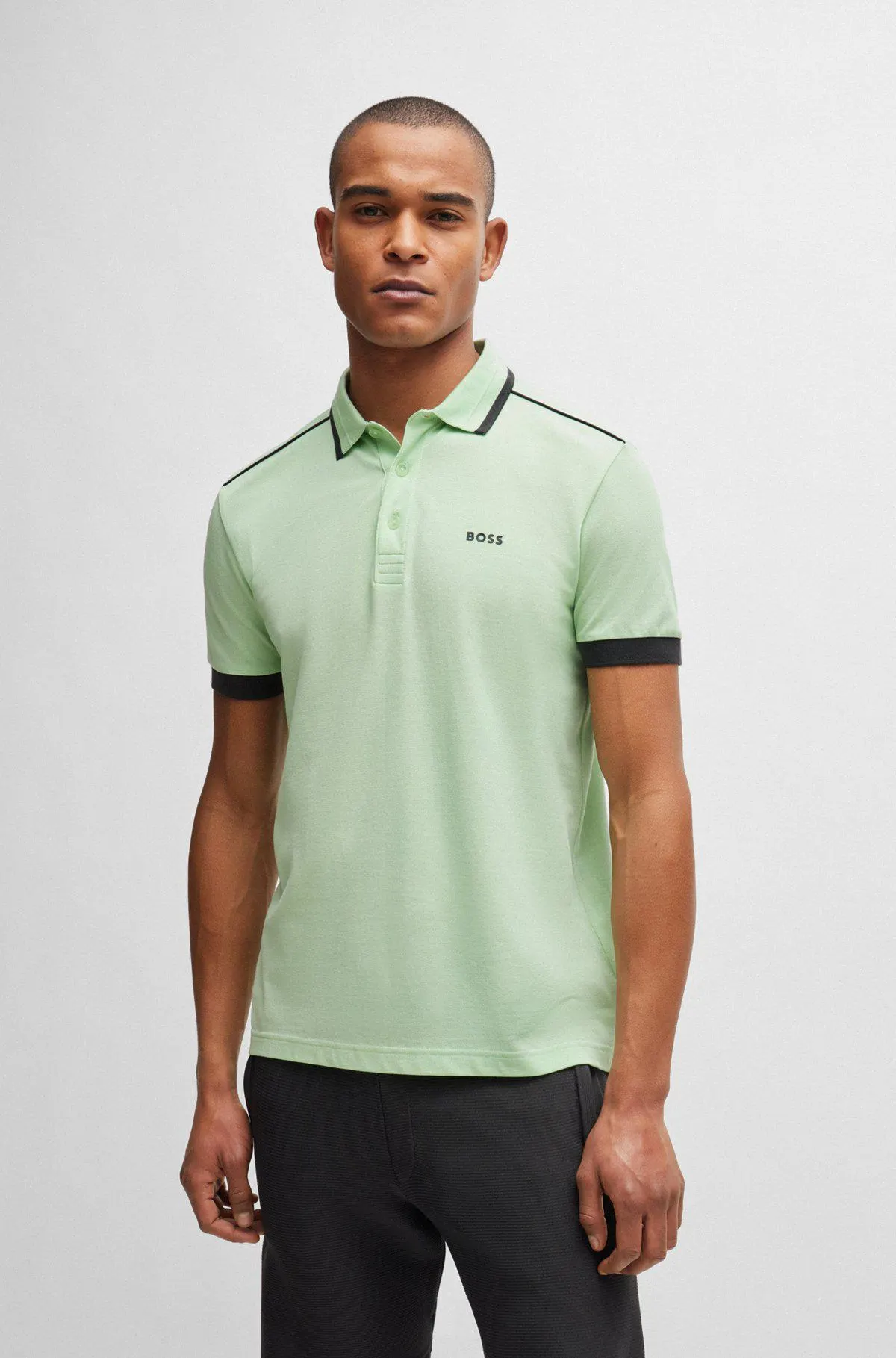 Cotton-piqué polo shirt with contrast stripes and logo