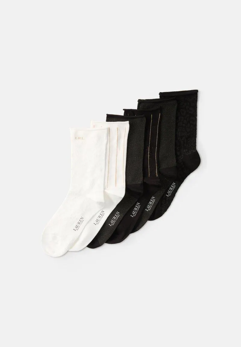 CREW SOCK 6 PACK - Calcetines - black/ivory/gold-coloured
