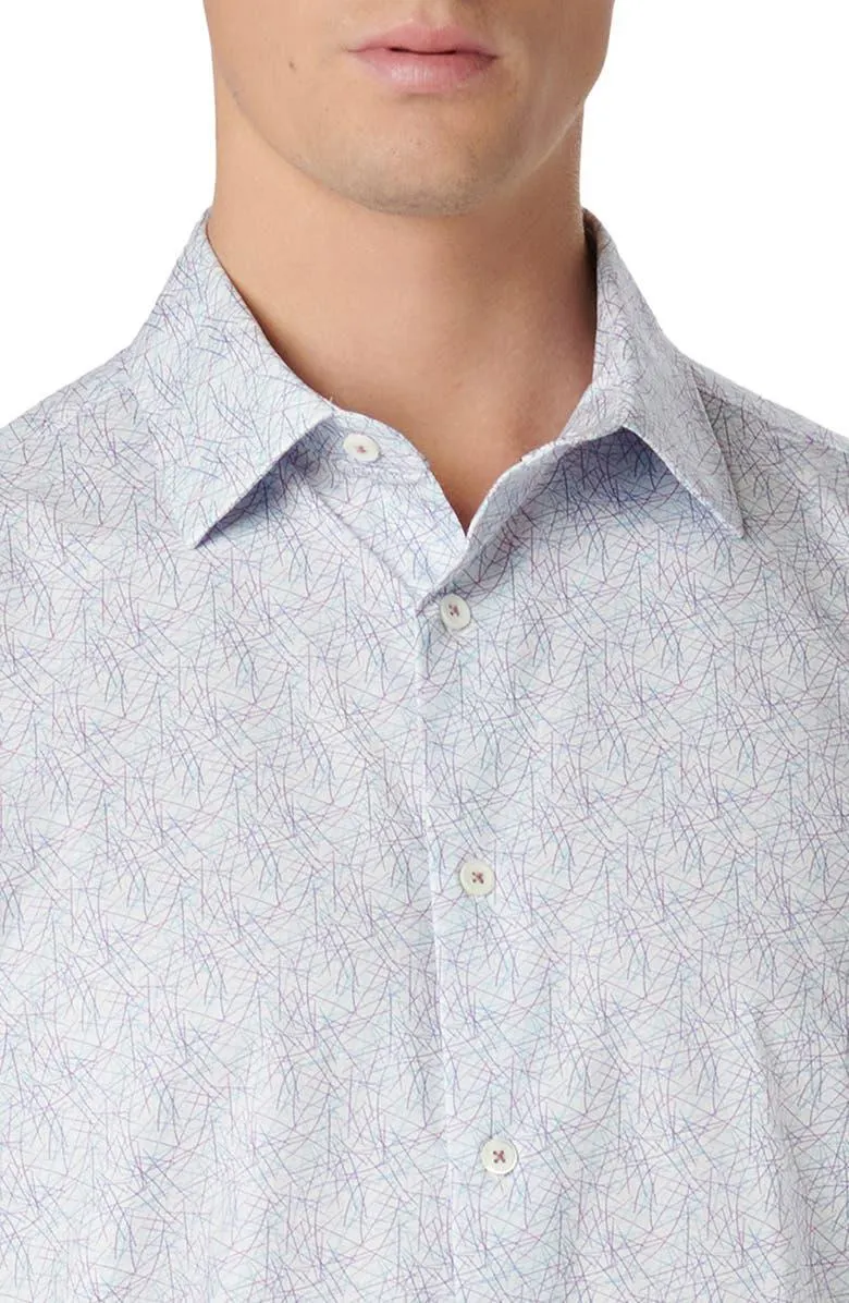 Abstract Short Sleeve Button-Up Shirt