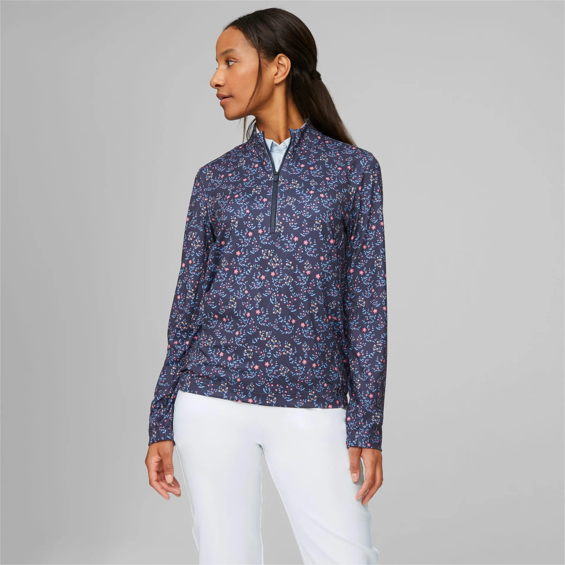 Floral Cloudspun Quarter-Zip Golf Pullover Women
