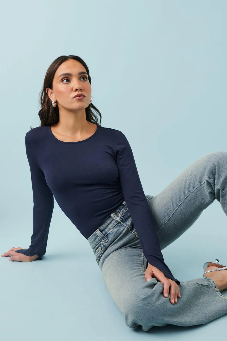 Soft touch crew neck top