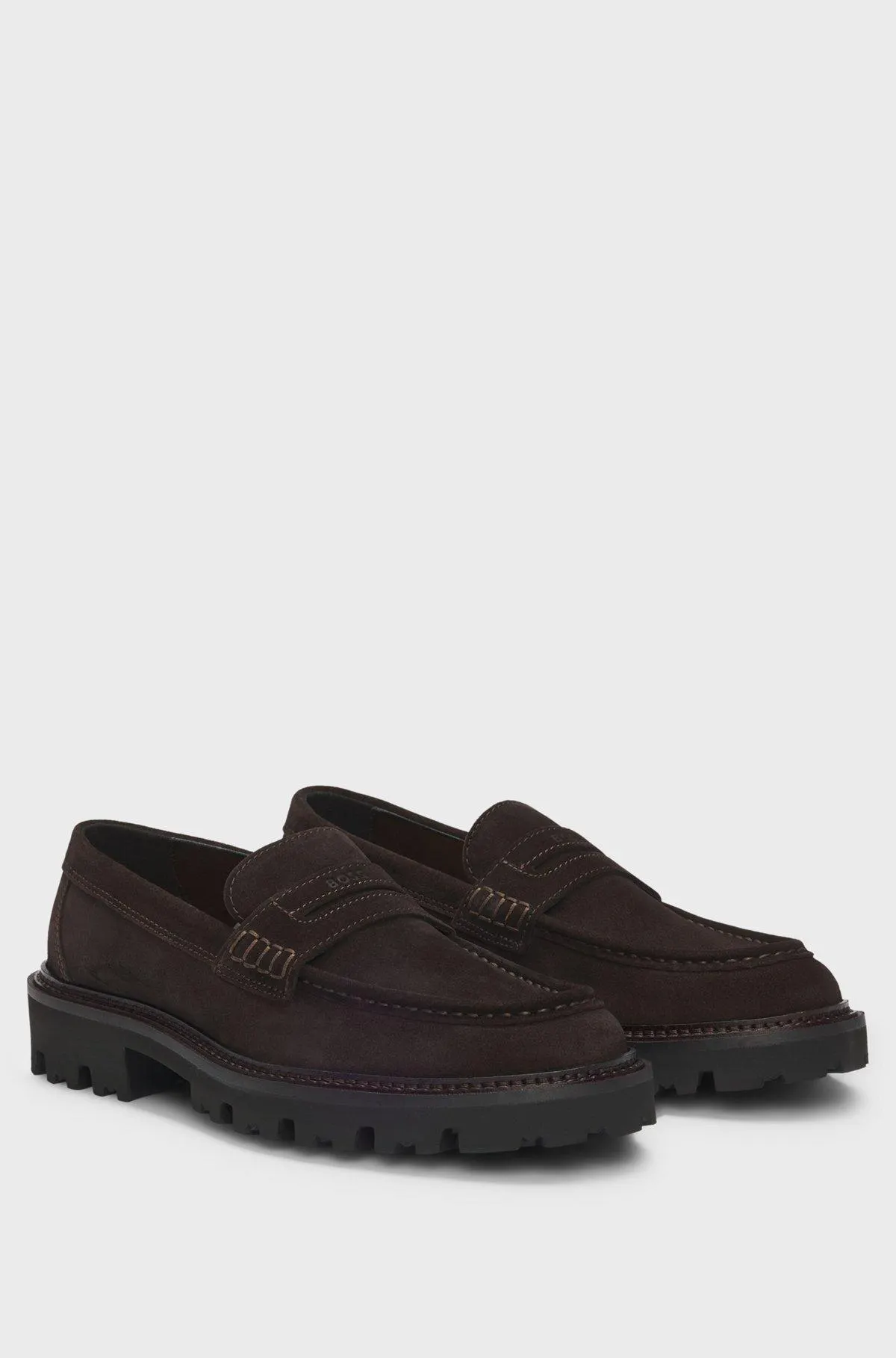 Suede loafers with penny trim