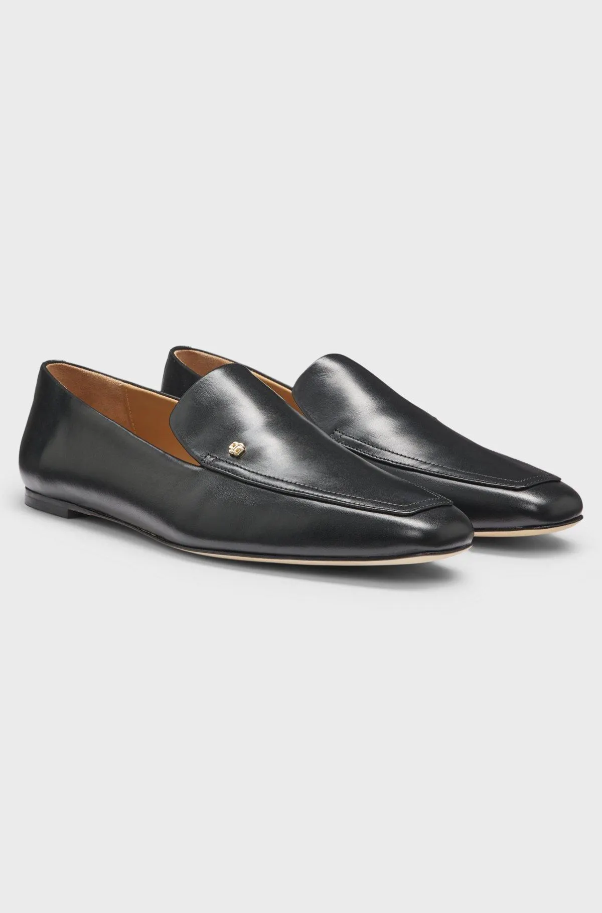 Leather loafers with Double B monogram trim
