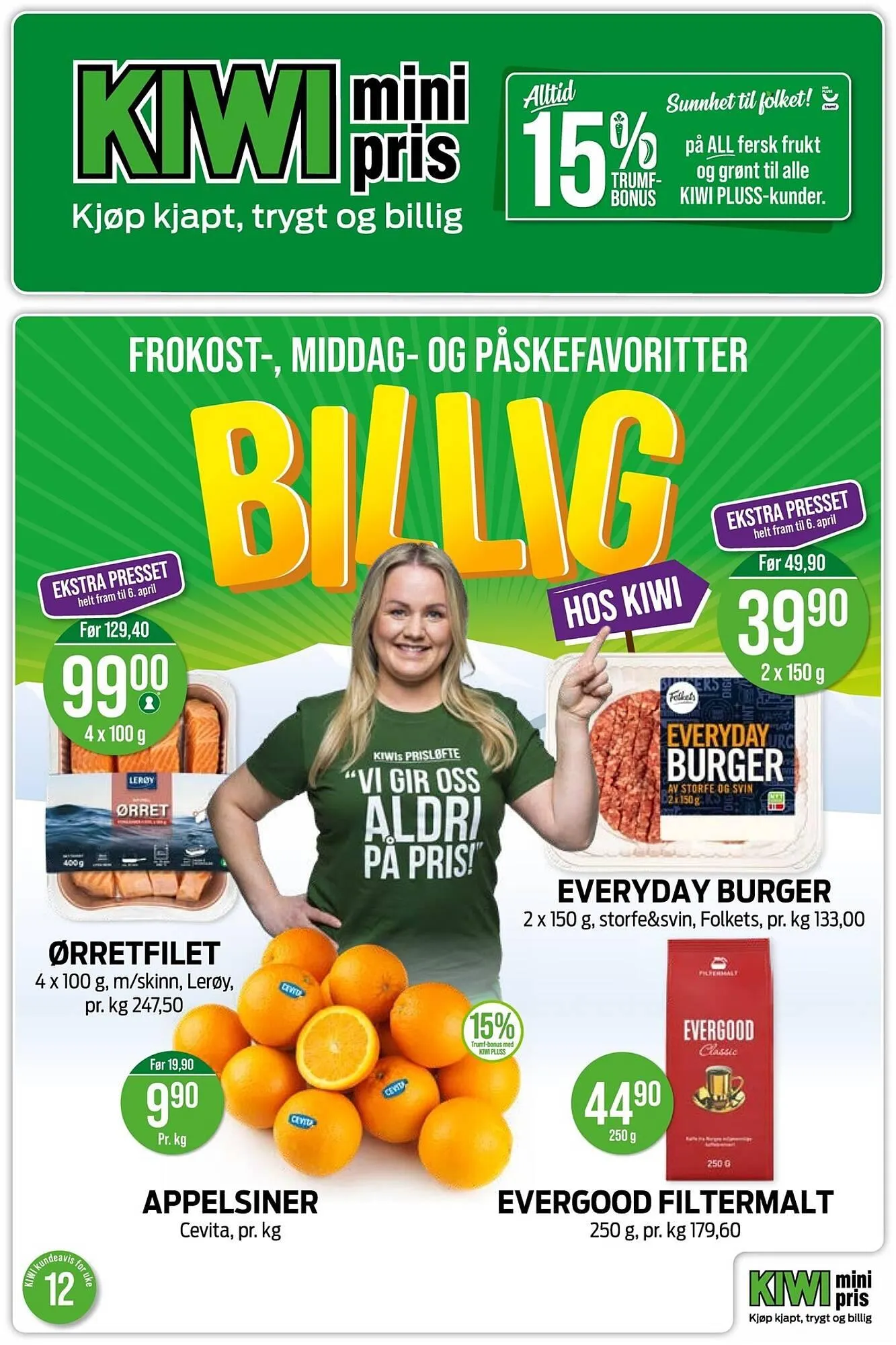 Kiwi kundeavis fra 16. mars til 22. mars 2026 - kundeavisside 1