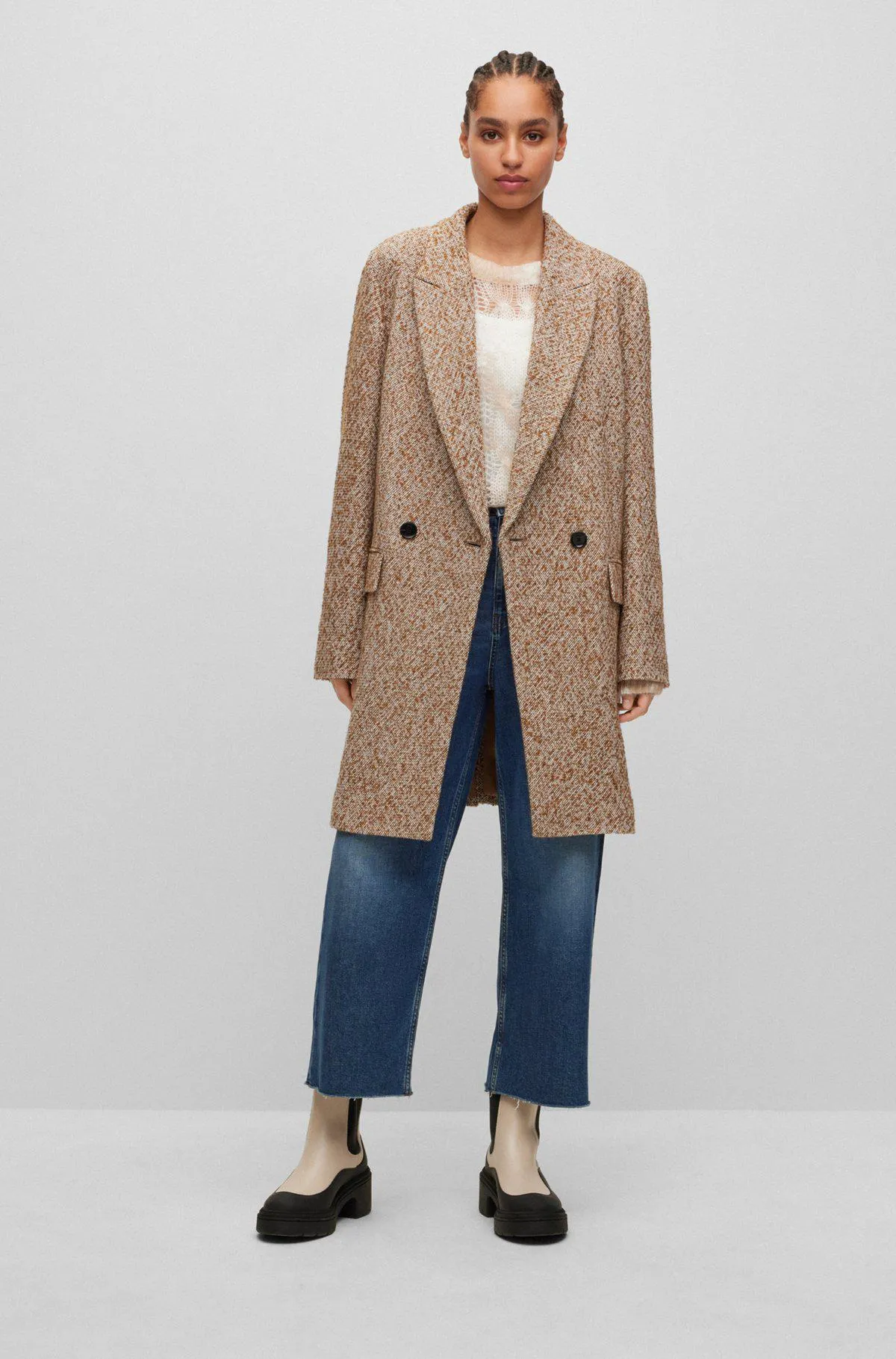 Relaxed-fit coat in salt-and-pepper fabric