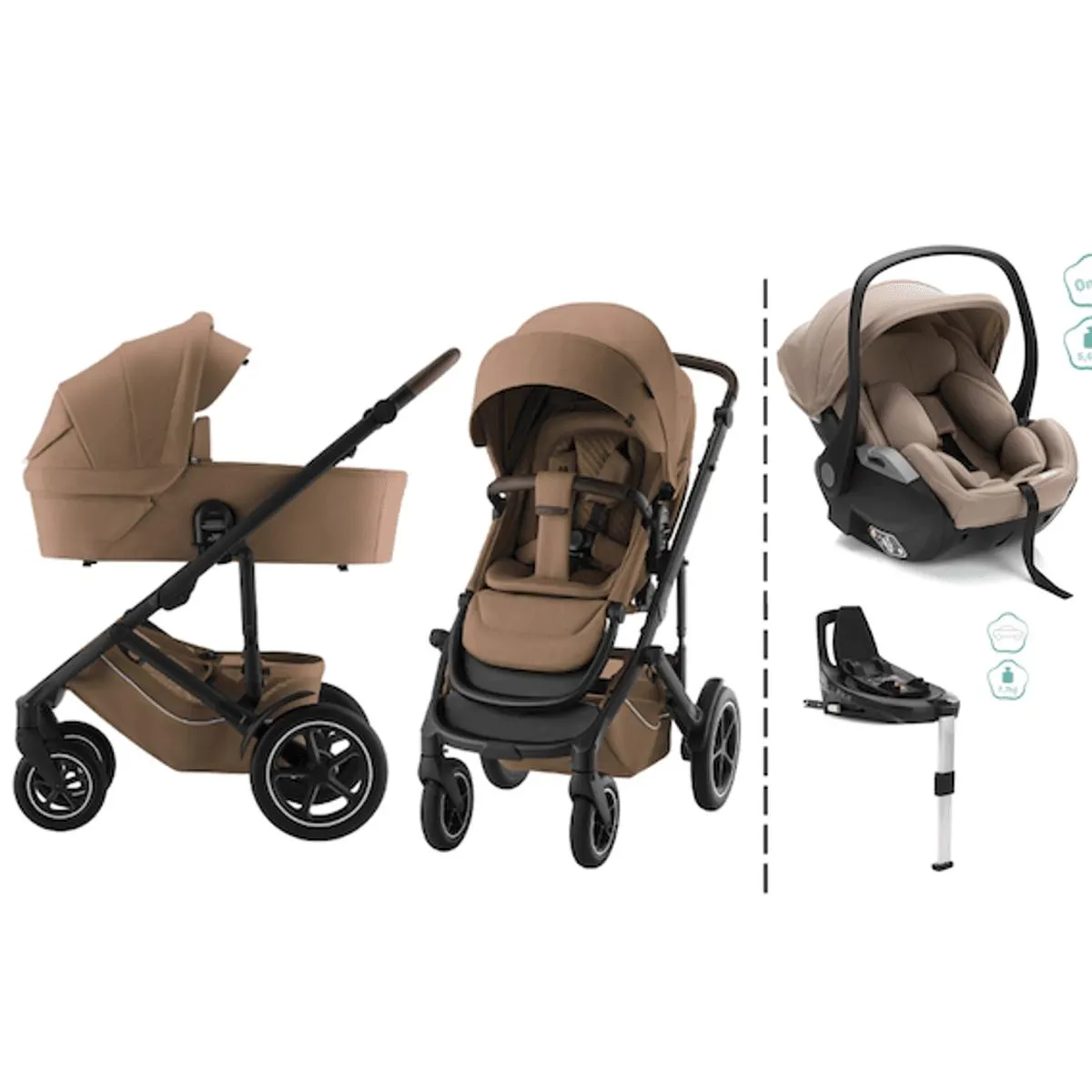 Britax | Smile 5Z kombivogn + Noa bilstol & Base | Warm Caramel