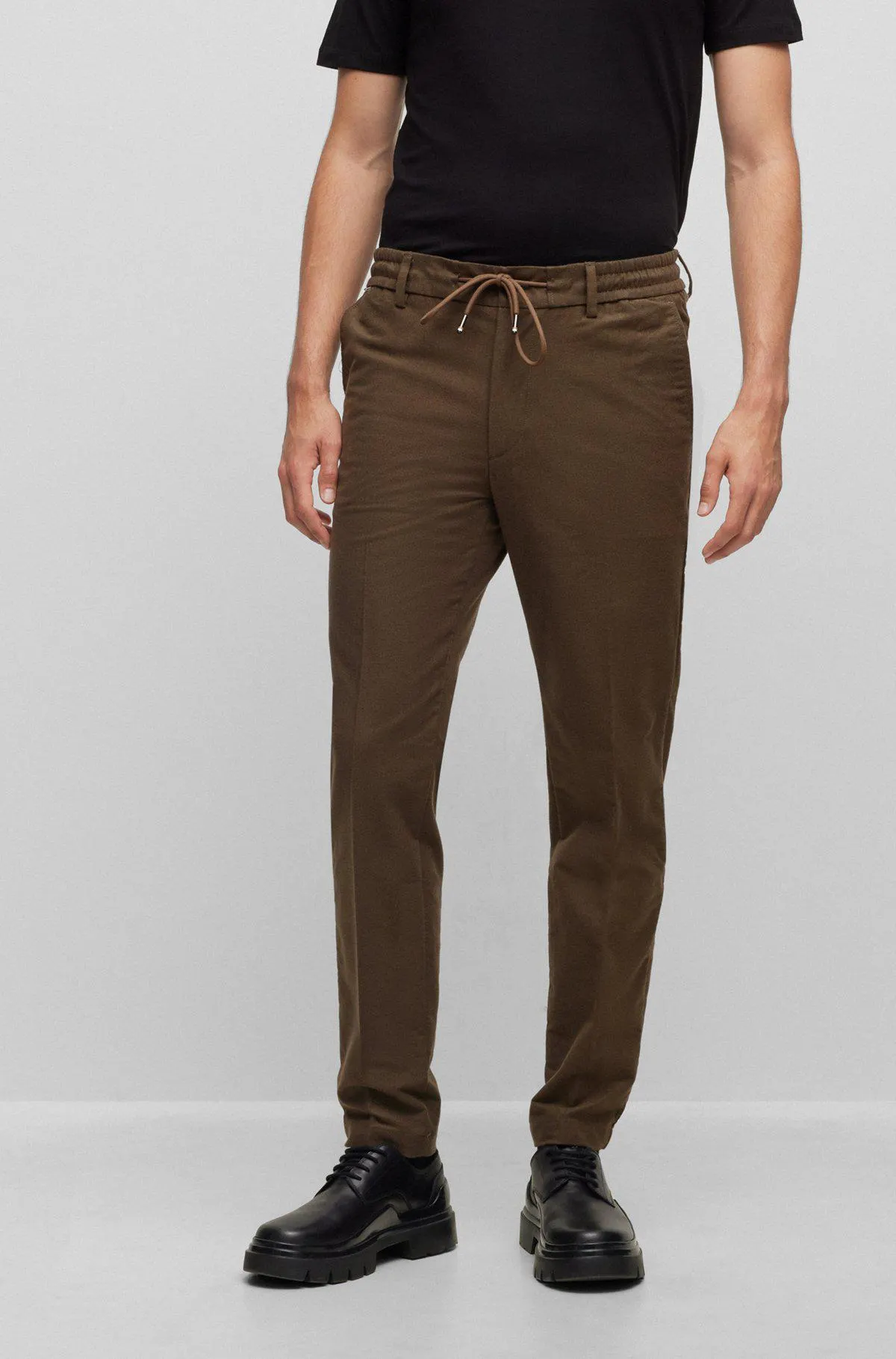 Slim-fit trousers in cotton-blend twill