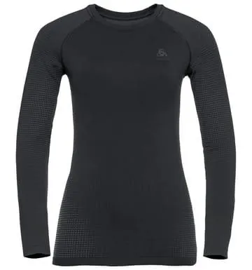 Odlo Bl Top Crew Neck L/S Performance Warm Ec W's Black - New Odlo Graphite Grey