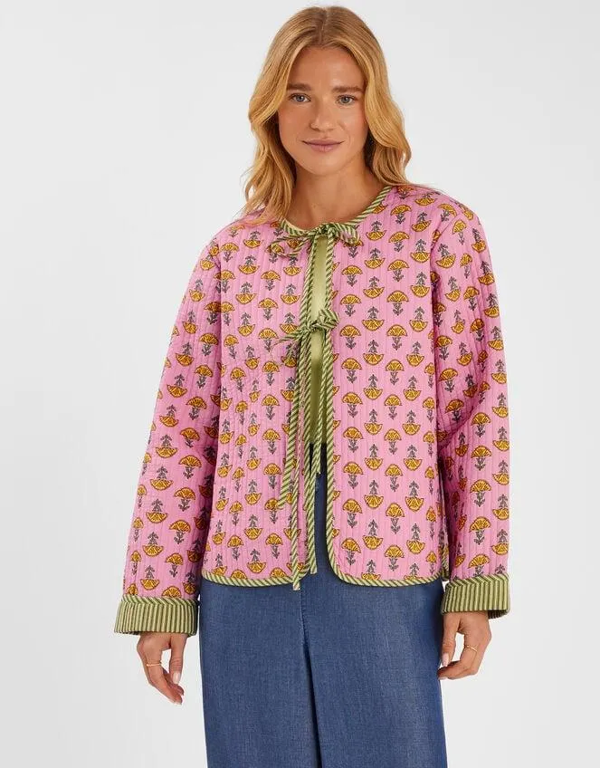 Marigold Print Quilted Jacket Pink