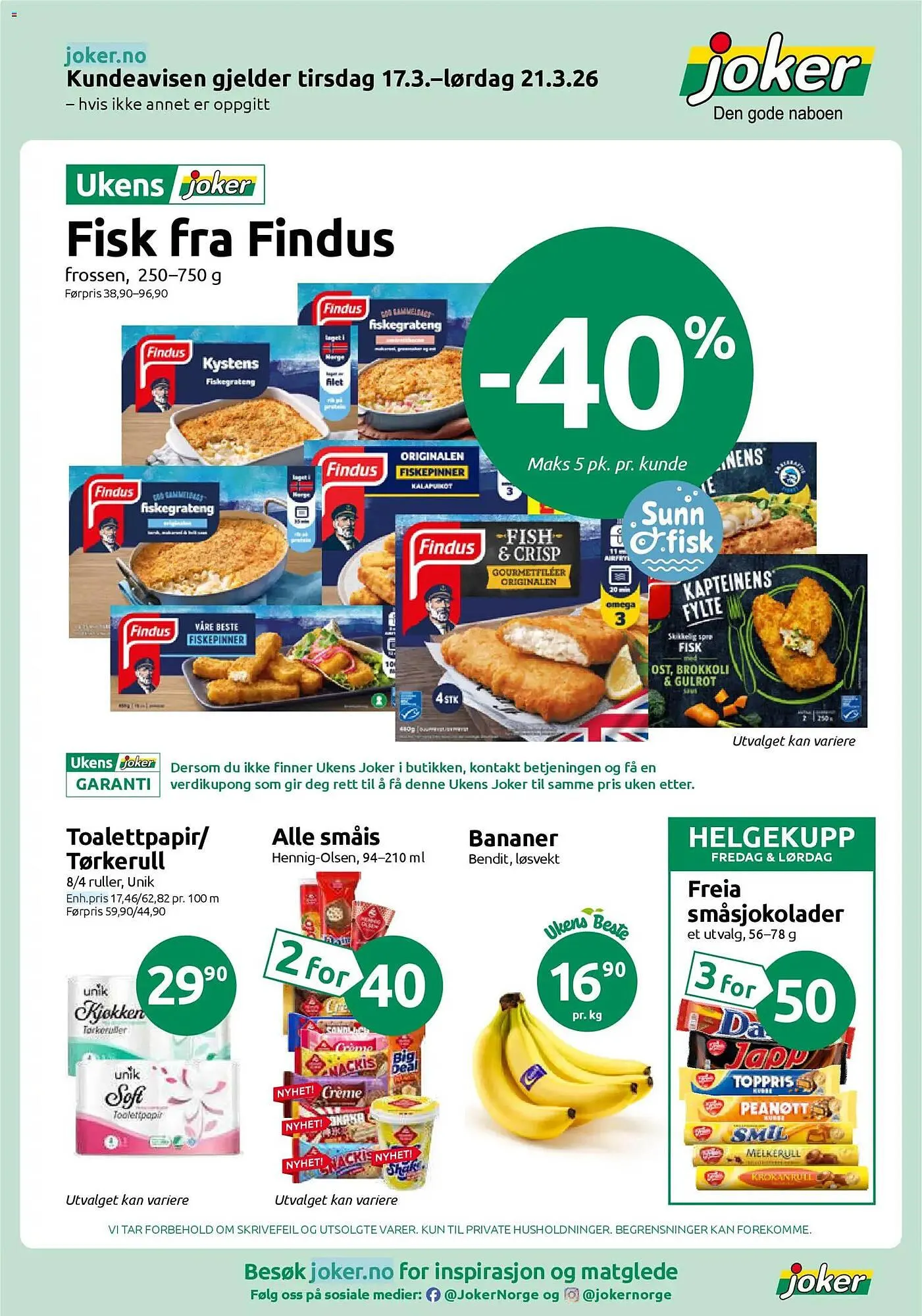 Joker kundeavis fra 17. mars til 21. mars 2026 - kundeavisside 1