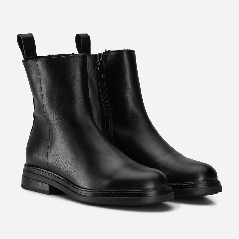 Boots With Fur - Vitello Nero
