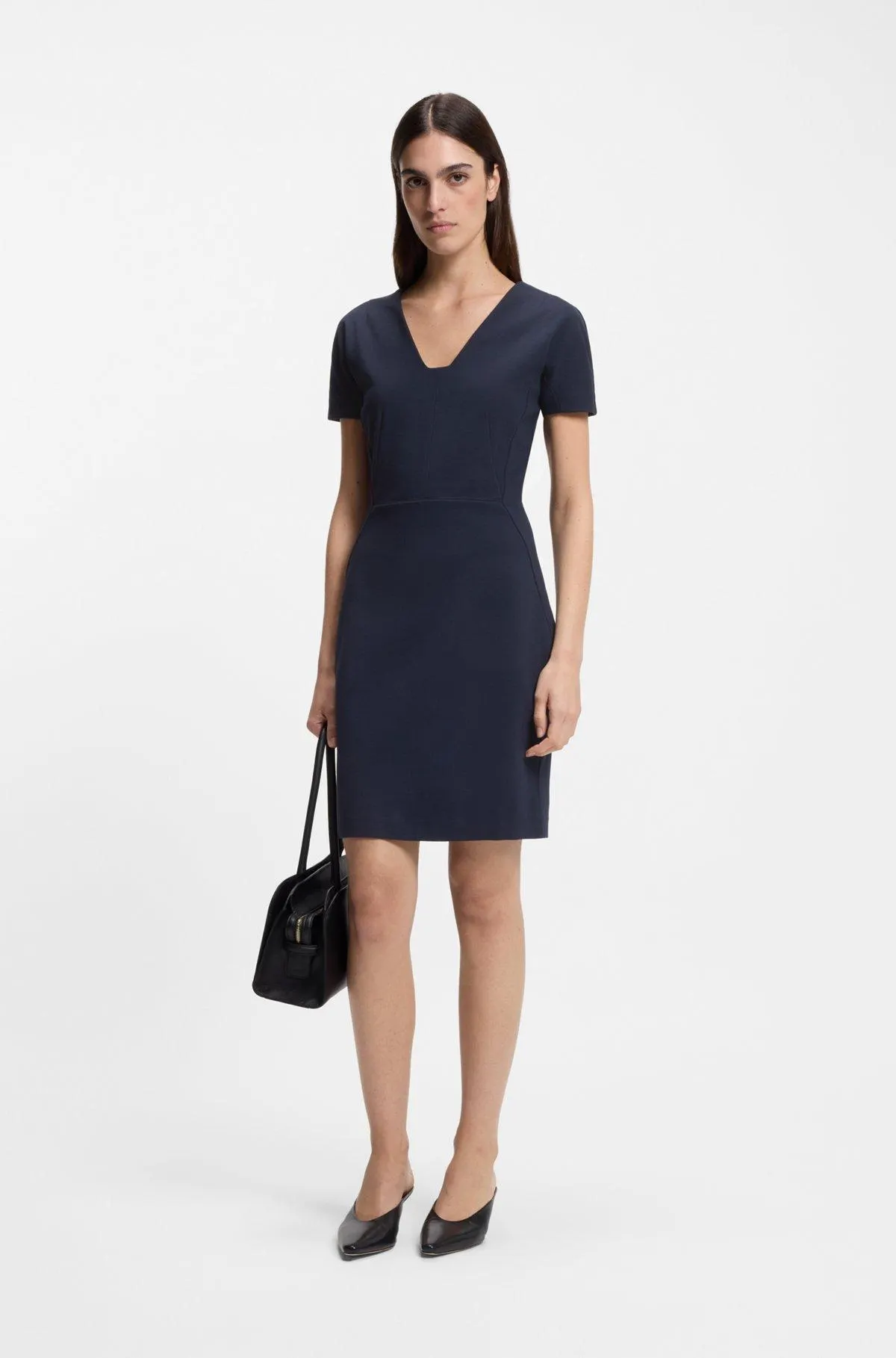 Slim-fit dress with piped waist