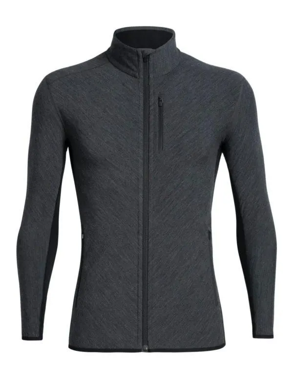 Icebreaker Mens Descender Ls Zip Jet Hthr/Black