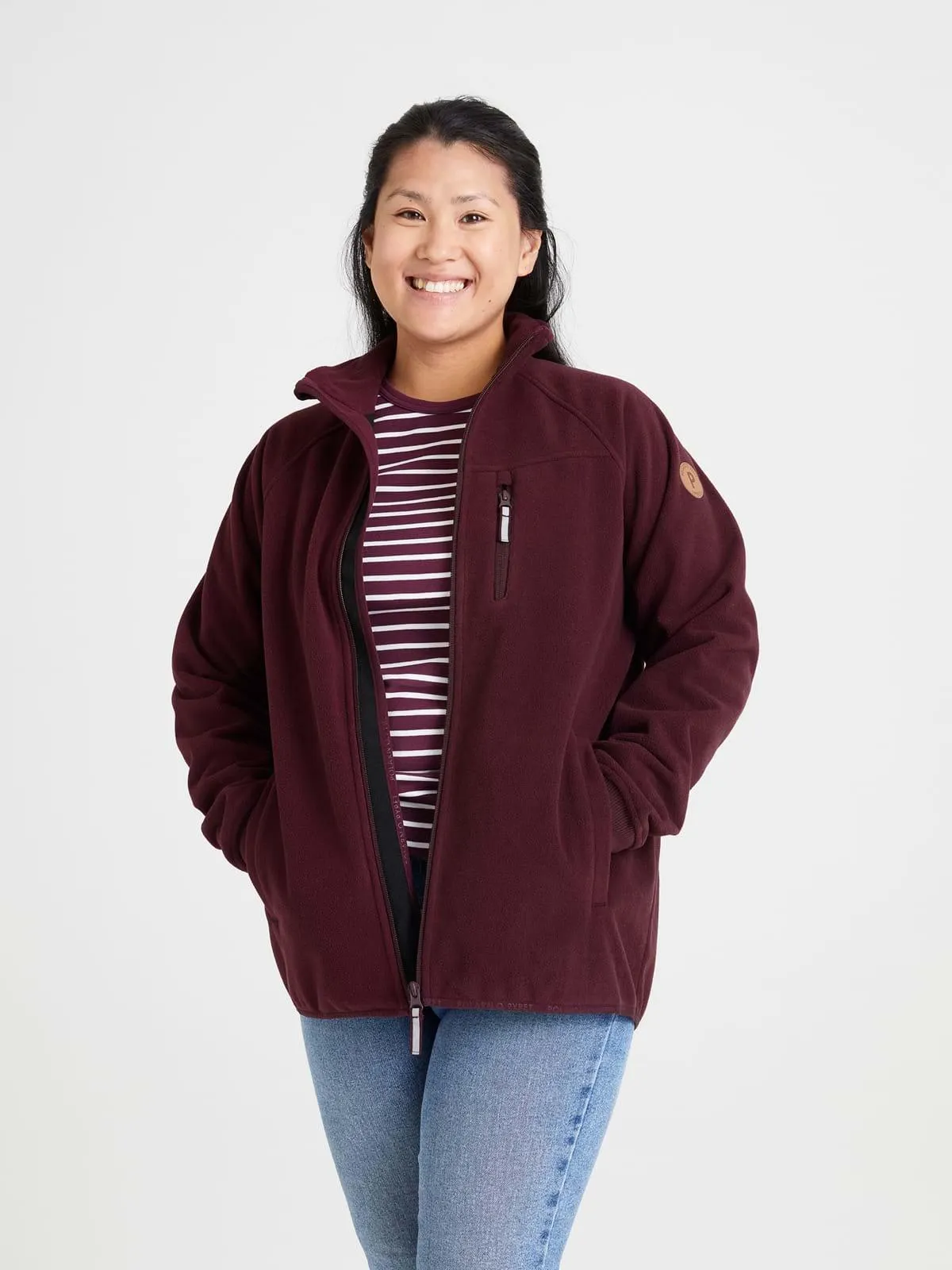 Voksen vindfleecejakke ensfarget