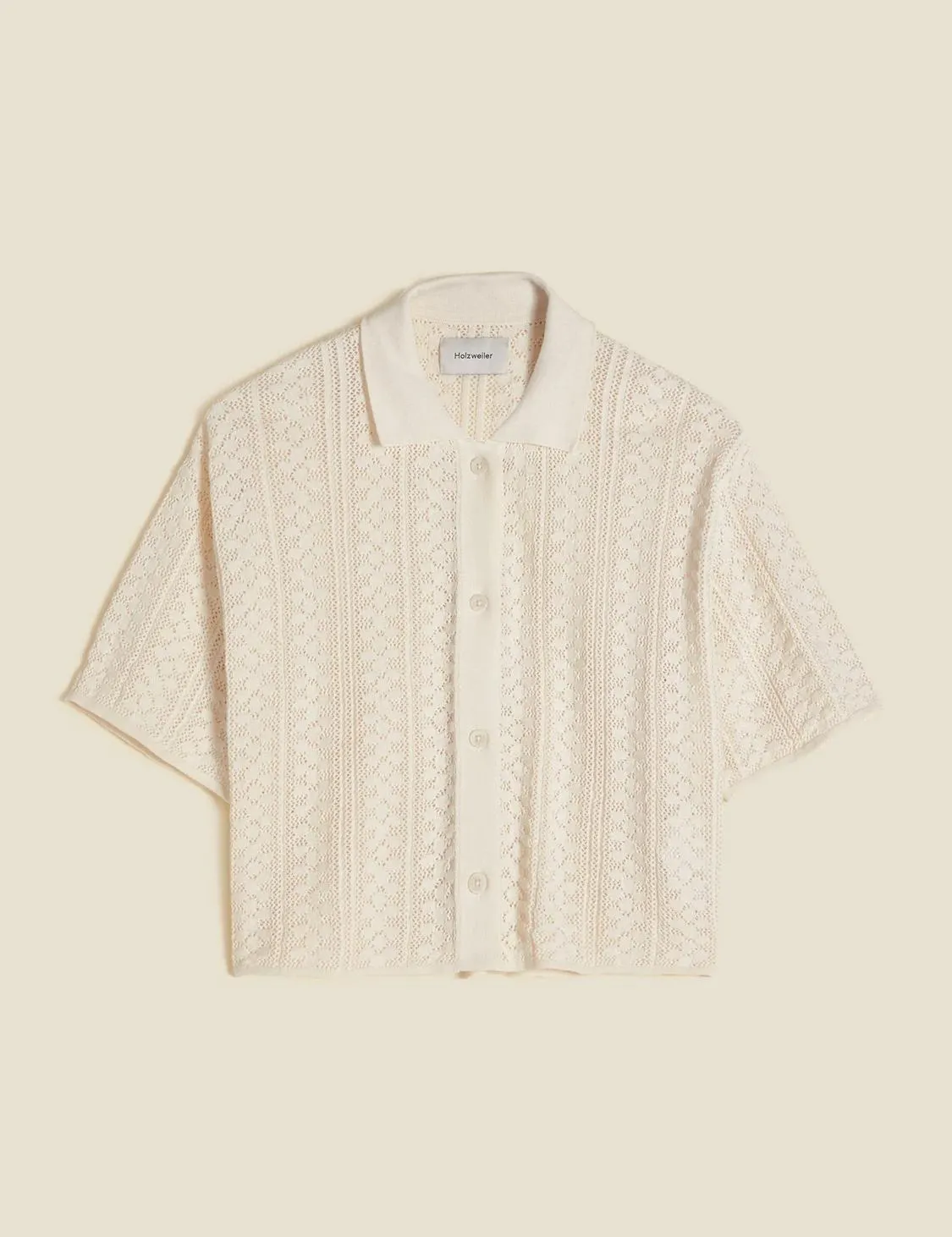 Loch Crochet Knit Shirt White