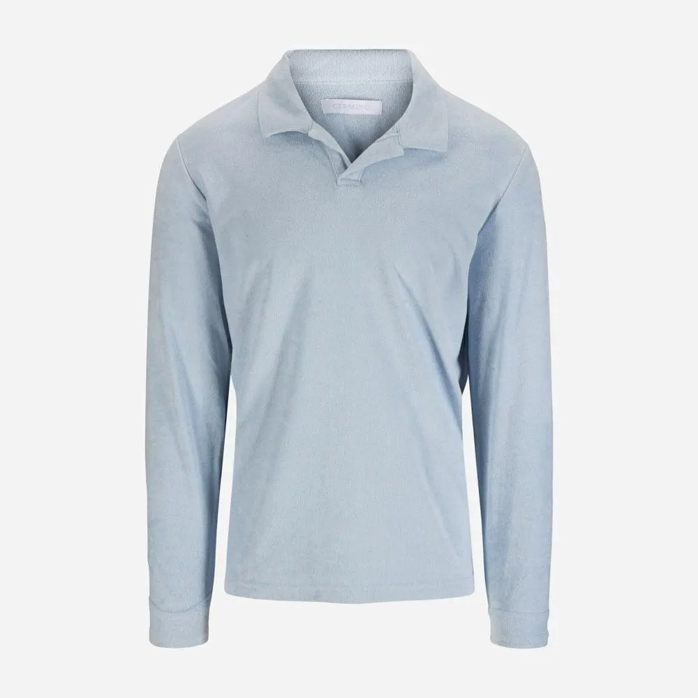 Riviera Terry Polo Long Sleeve - Light Blue