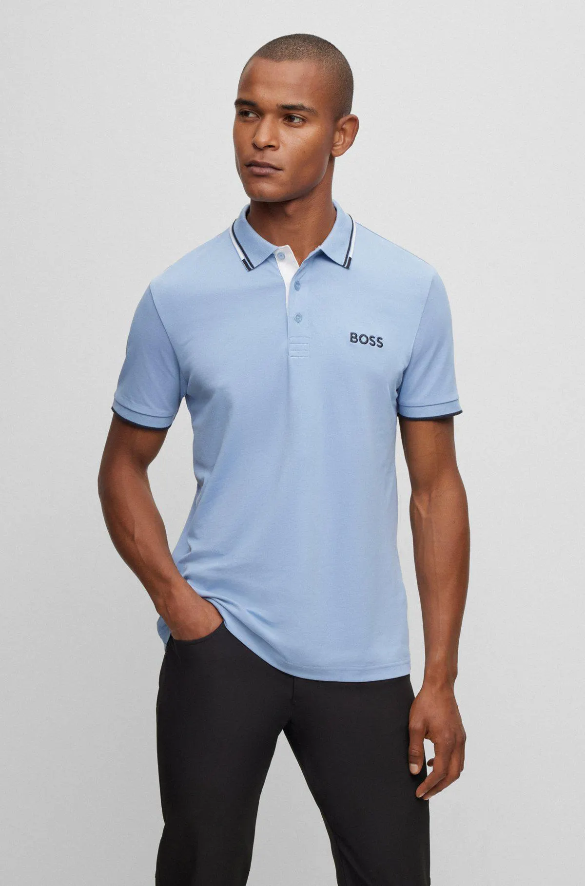 Cotton-blend polo shirt with contrast details