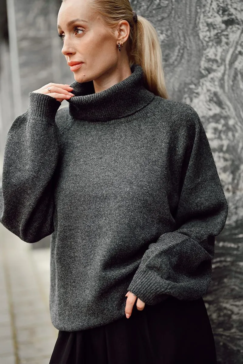 ManziGZ Wool Rollneck Deep Graphite Melange