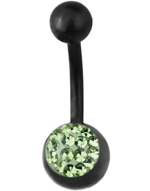 Svart Navlepiercing med Grønn Sten