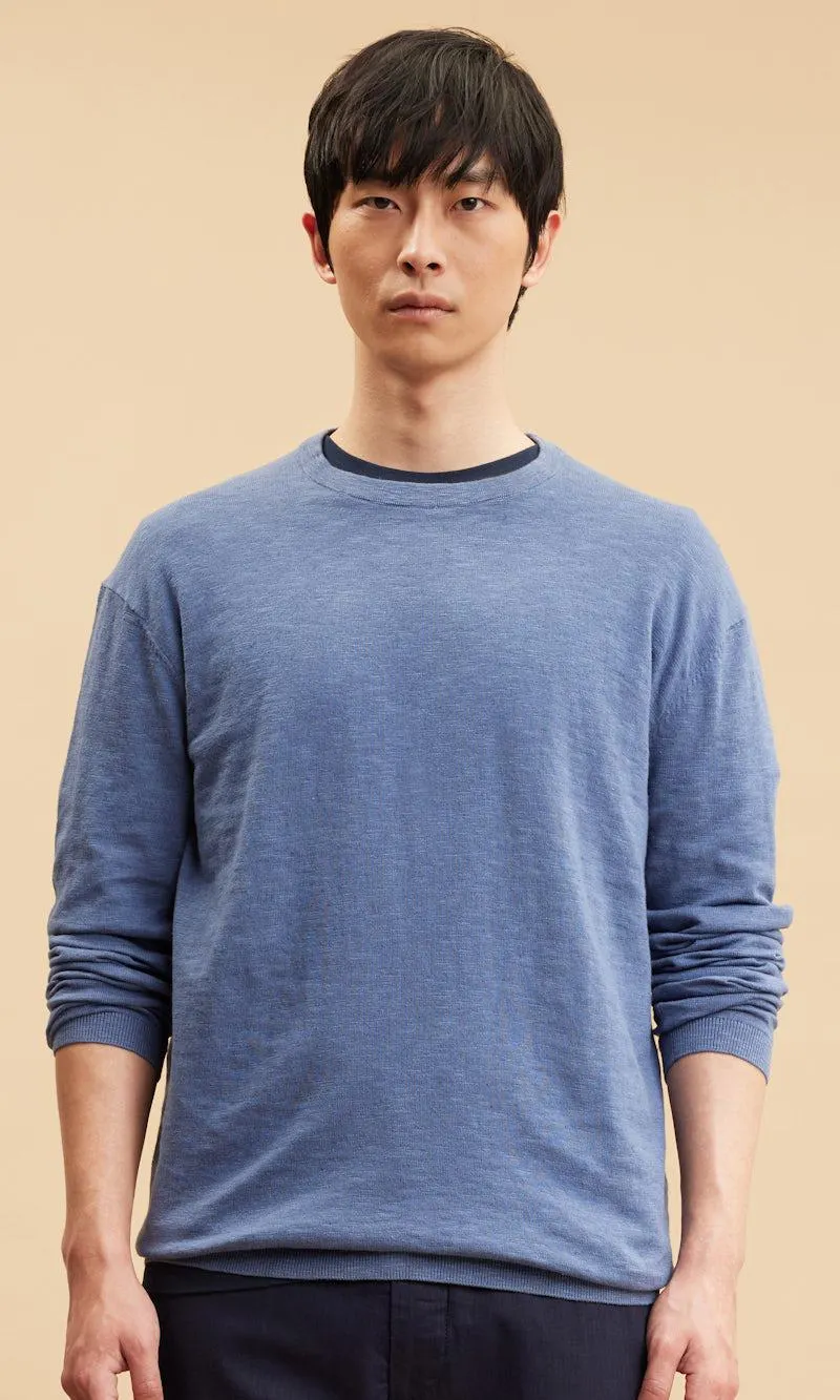 Finstrikket genser i bomull og lin