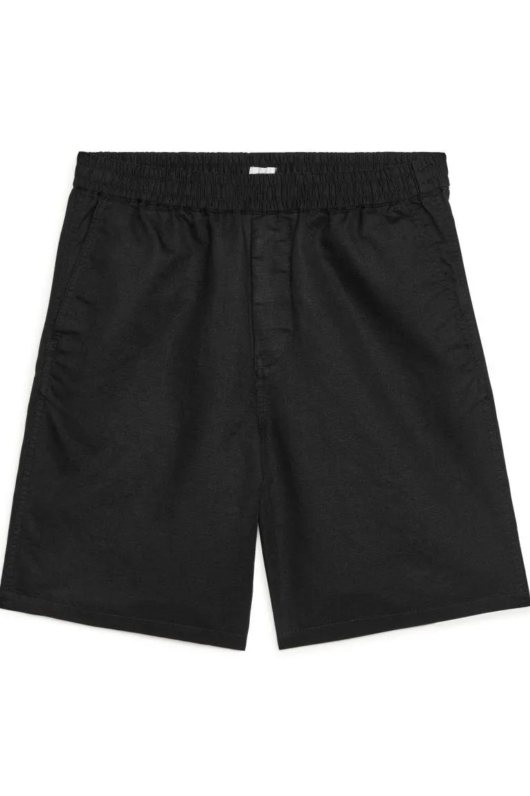 Cotton-Linen Drawstring Shorts
