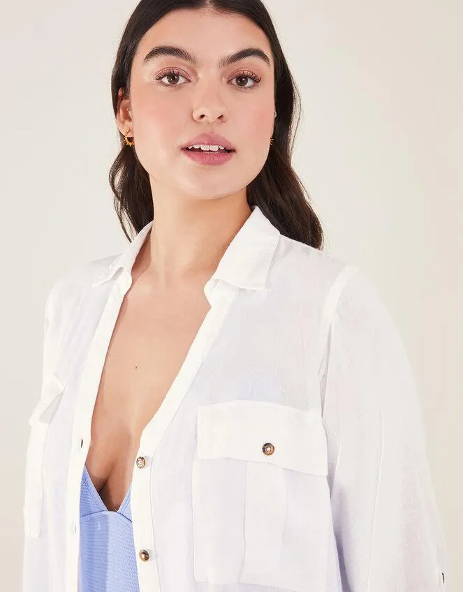 Long Sleeve Beach Shirt with LENZING™ ECOVERO™ White