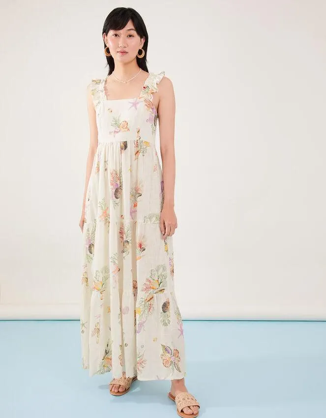 Print Tiered Dress Ivory