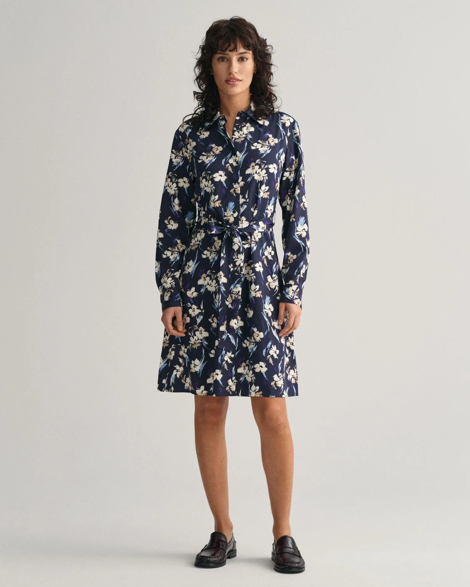 Skjortekjole med blomstertrykk