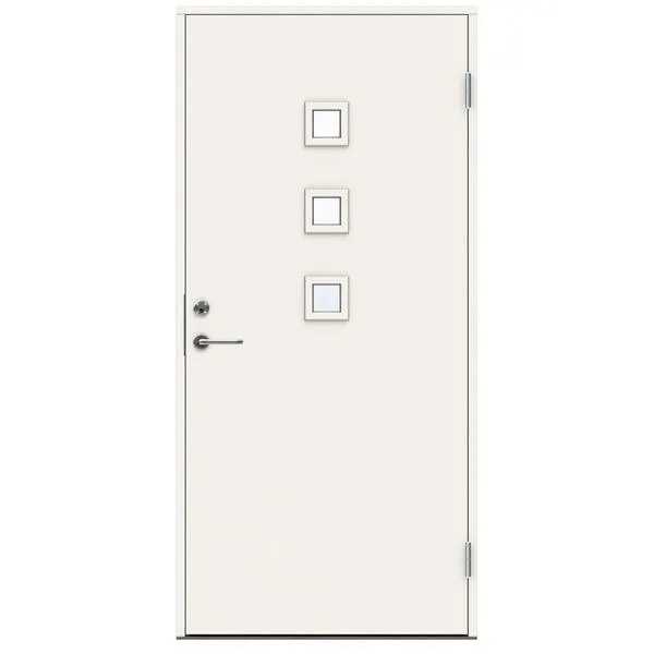 Dørsett p-1100 90x200 høyre hvit klart glass med sylinder Clever-line