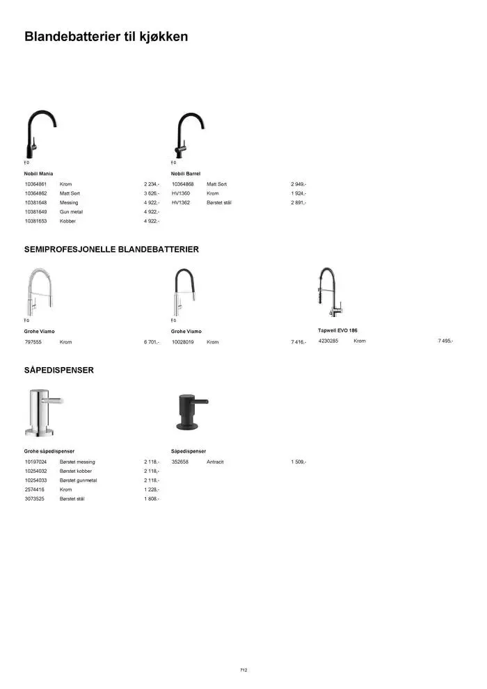 kvik kjøkken Prisliste. fra 1. januar til 31. desember 2025 - kundeavisside 712