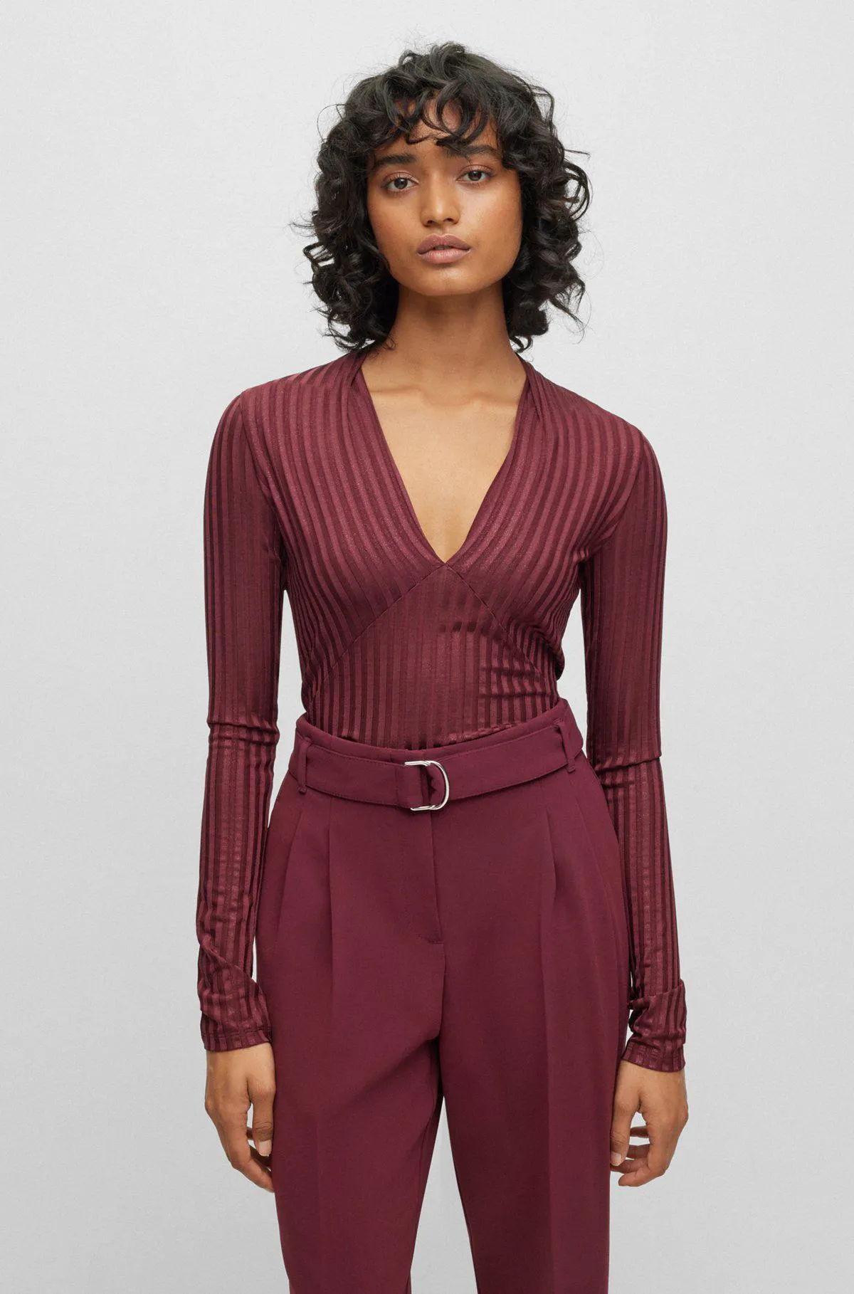 Slim-fit top in ribbed jersey with glitter print