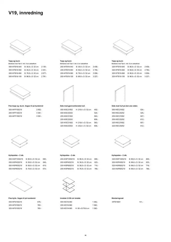 kvik kjøkken Garderobe prisliste. fra 1. januar til 31. desember 2025 - kundeavisside 66