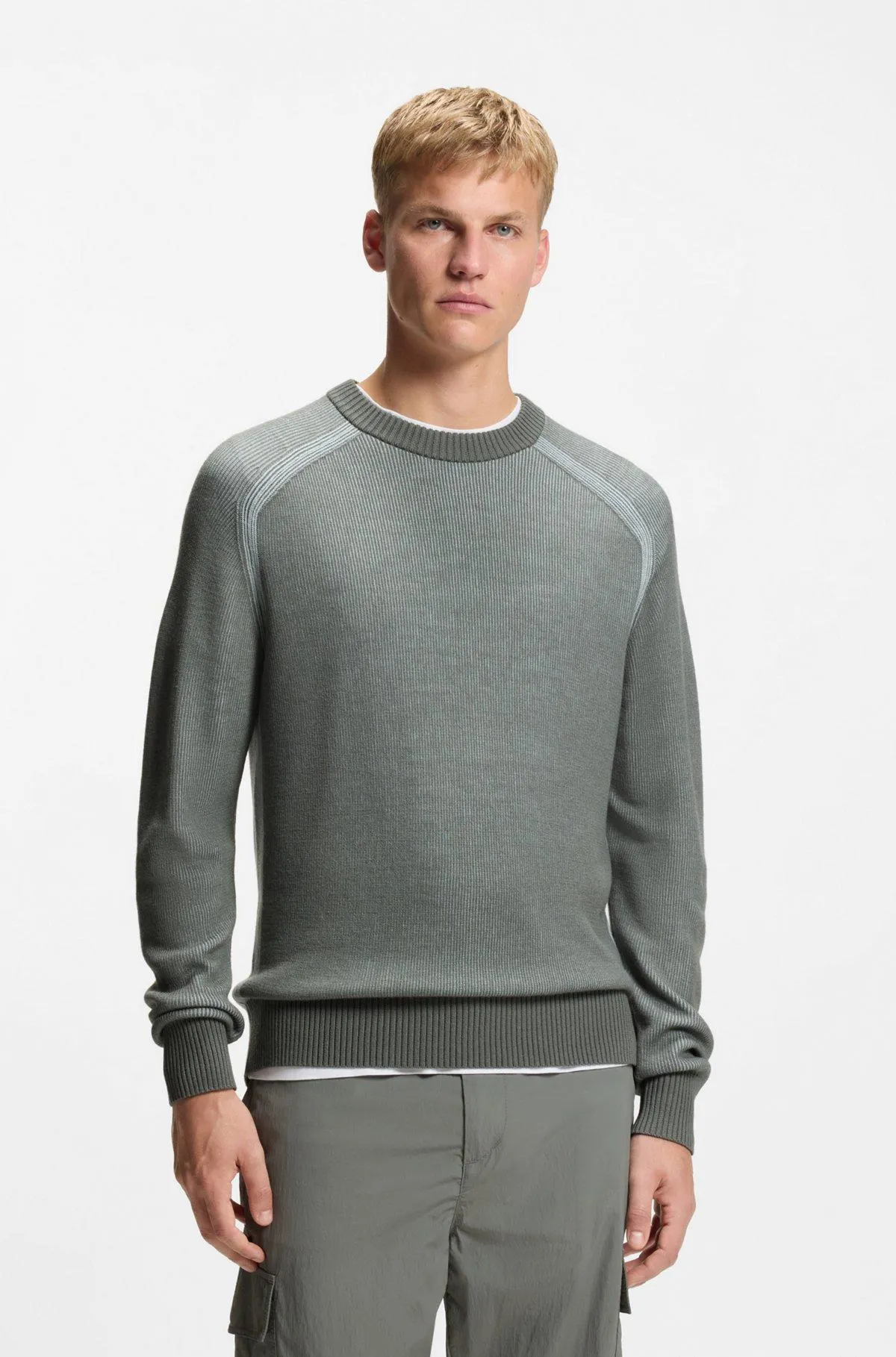 Wool-blend sweater with ribbed knit