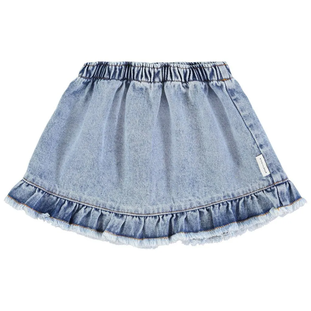 Kort Skjørt I Denim Light Blue