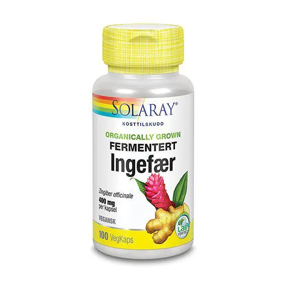Solaray fermentert ingefær 400 mg 100 kapsler
