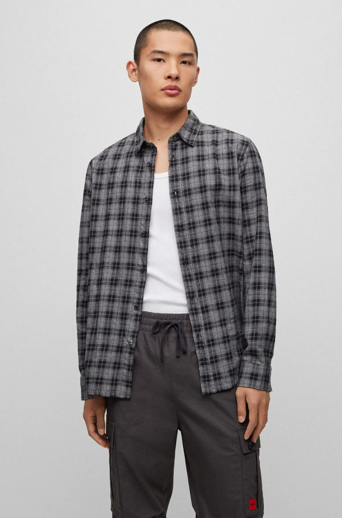 Relaxed-fit shirt in checked cotton twill