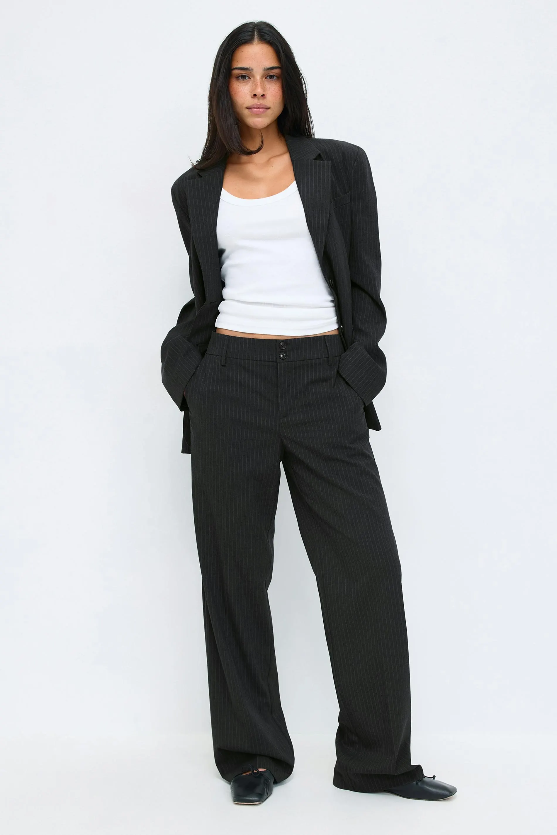 Mid waist straight trousers