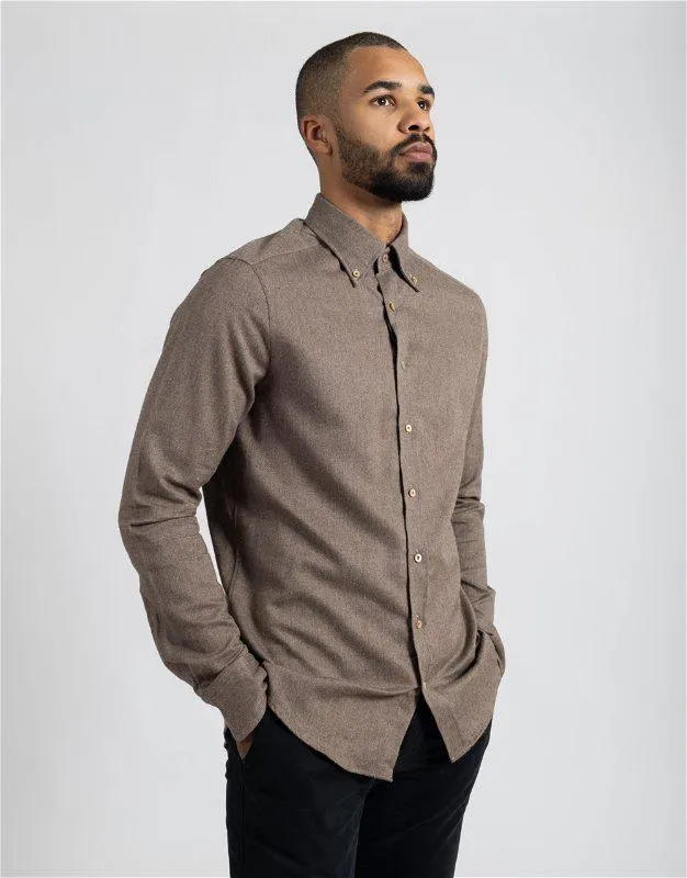 Casual Flannel Shirt Brown