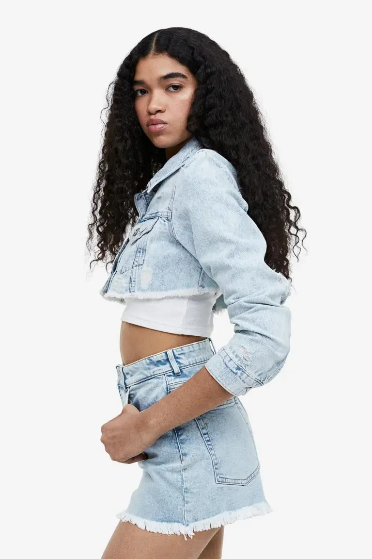 Shorts i denim med høy midje