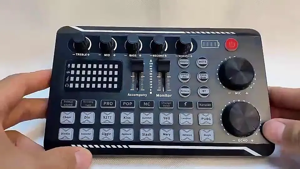 f998 tarjeta de sonido en vivo mezclador de audio interfaz de audio de podcast con efectos de mezclador de dj cambiador de voz con efectos de sonido para karaoke tiktok youtube transmisión en vivo