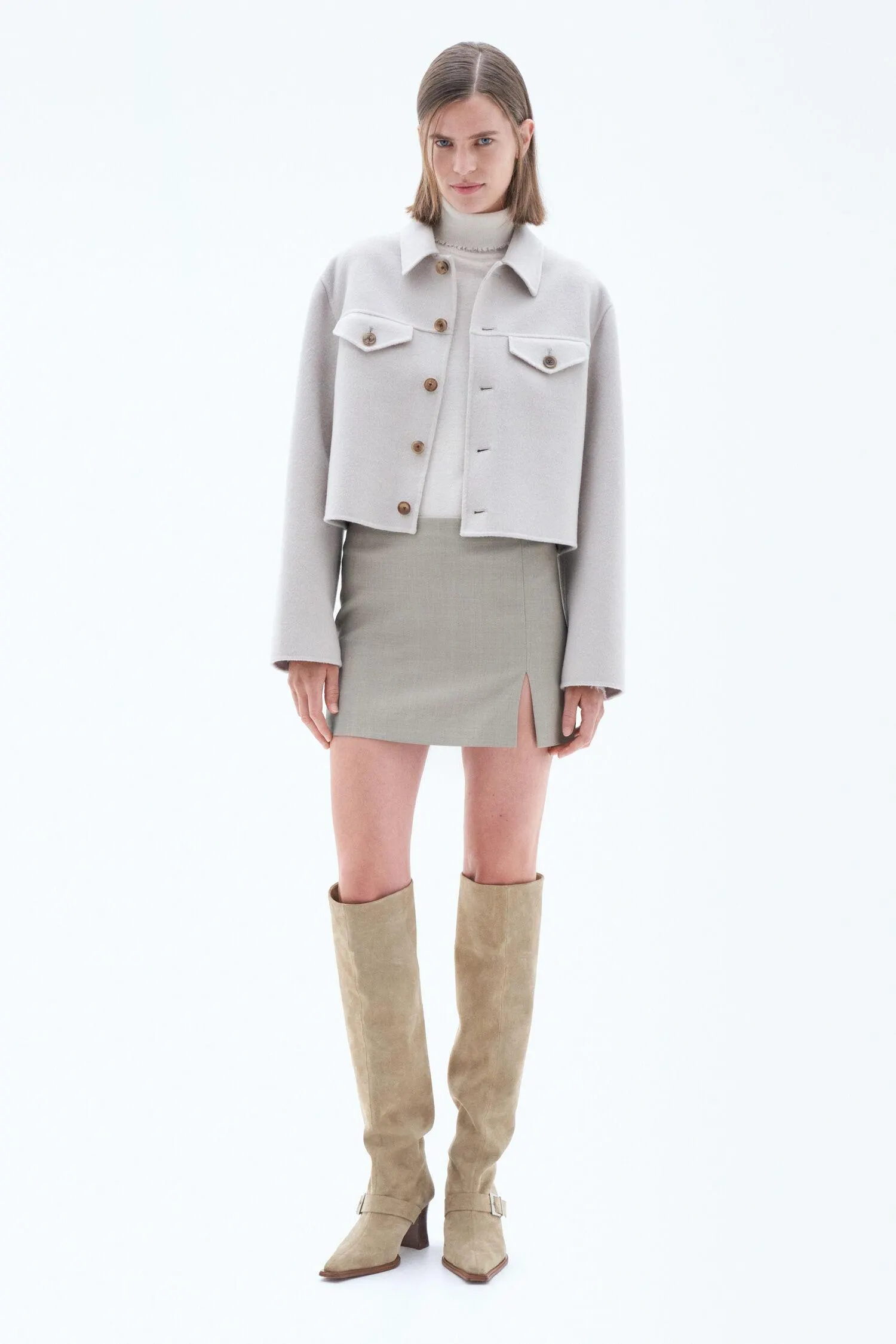 Short Wool Cashmere Jacket Mousse