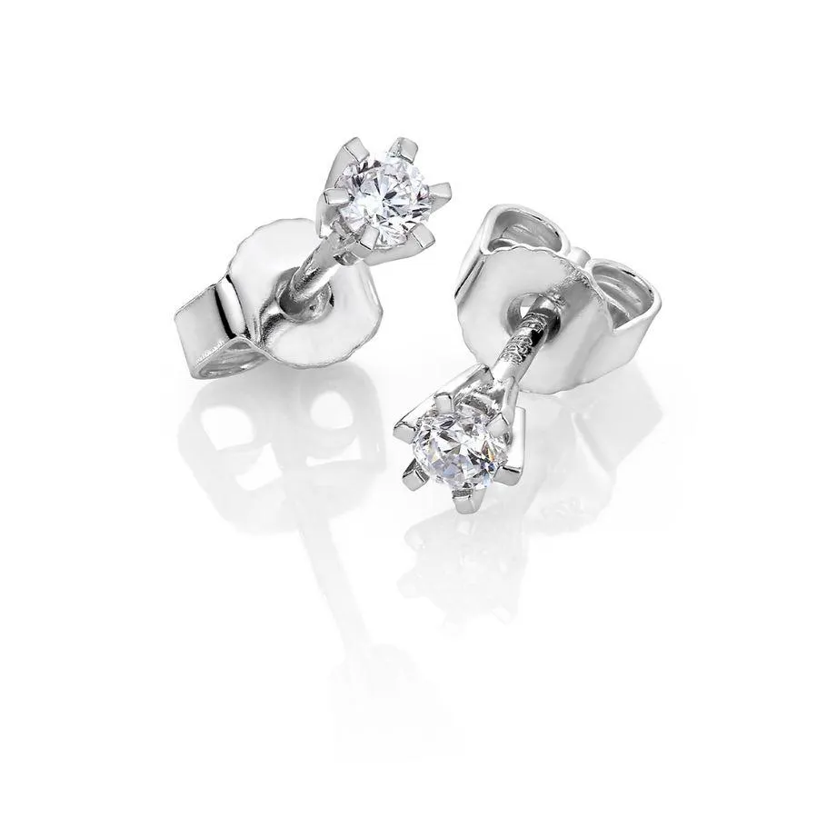 Helene Diamantøredobber 585 Hvitt Gull 0,20 ct